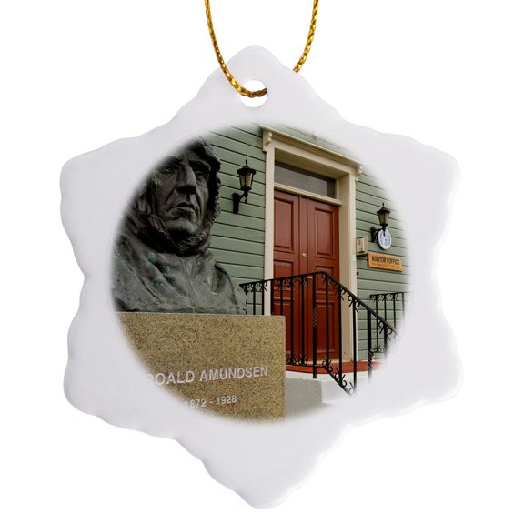 3drose, Norway Tromso, Polar Museum, Ronald Amundsen - Eu21 Cmi0457 - Cindy Miller Hopkins, 3 inch Snowflake Porcelain Ornament