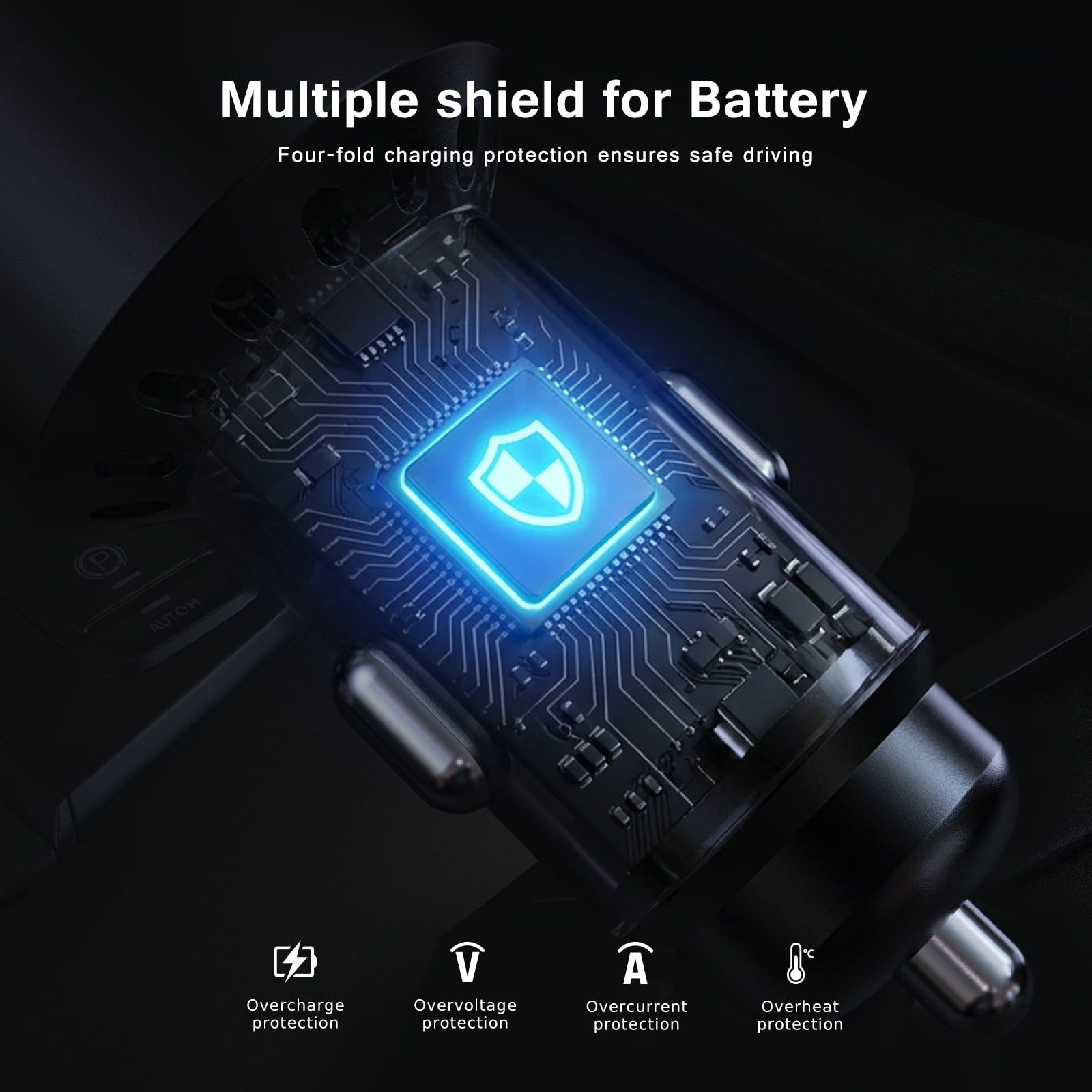 Esoulk 145W Fast Charging Car Charger For Macbook, Laptop, Tablet, Samsung S26 Ultra iPhone 17 Pro Max with 6' 100W USB-C
