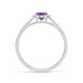 thumbnail image 2 of ANGARA Natural Oval Amethyst with Diamond Collar Solitaire Ring in 14K White Gold for Women (Size-7x5mm) | February Birthstone, Birthday, Anniversary, Jewelry Gift for Women | Natural Amethyst Ring, 2 of 10