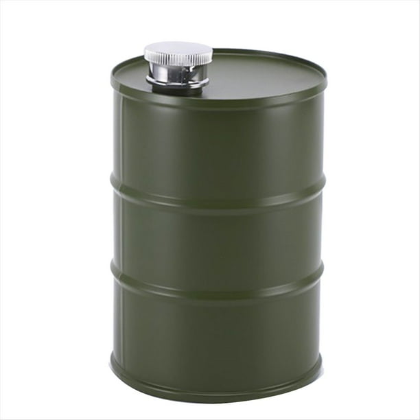 de Vino de Barril de 750 Ml, Mini Petaca de Acero Inoxidable, de Sake CilíNdrica PortáTil para Viajes, Camping Al Aire Libre, Verde