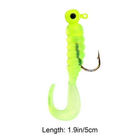 7Pcs Grub Lures Fishing Jigs Head Hooks Kit- Soft Plastic Grub Tail Worm Lure Bait Crappie Jigs Buster Tubes Baits for Bass Trout Saltwater Freshwater Fishing