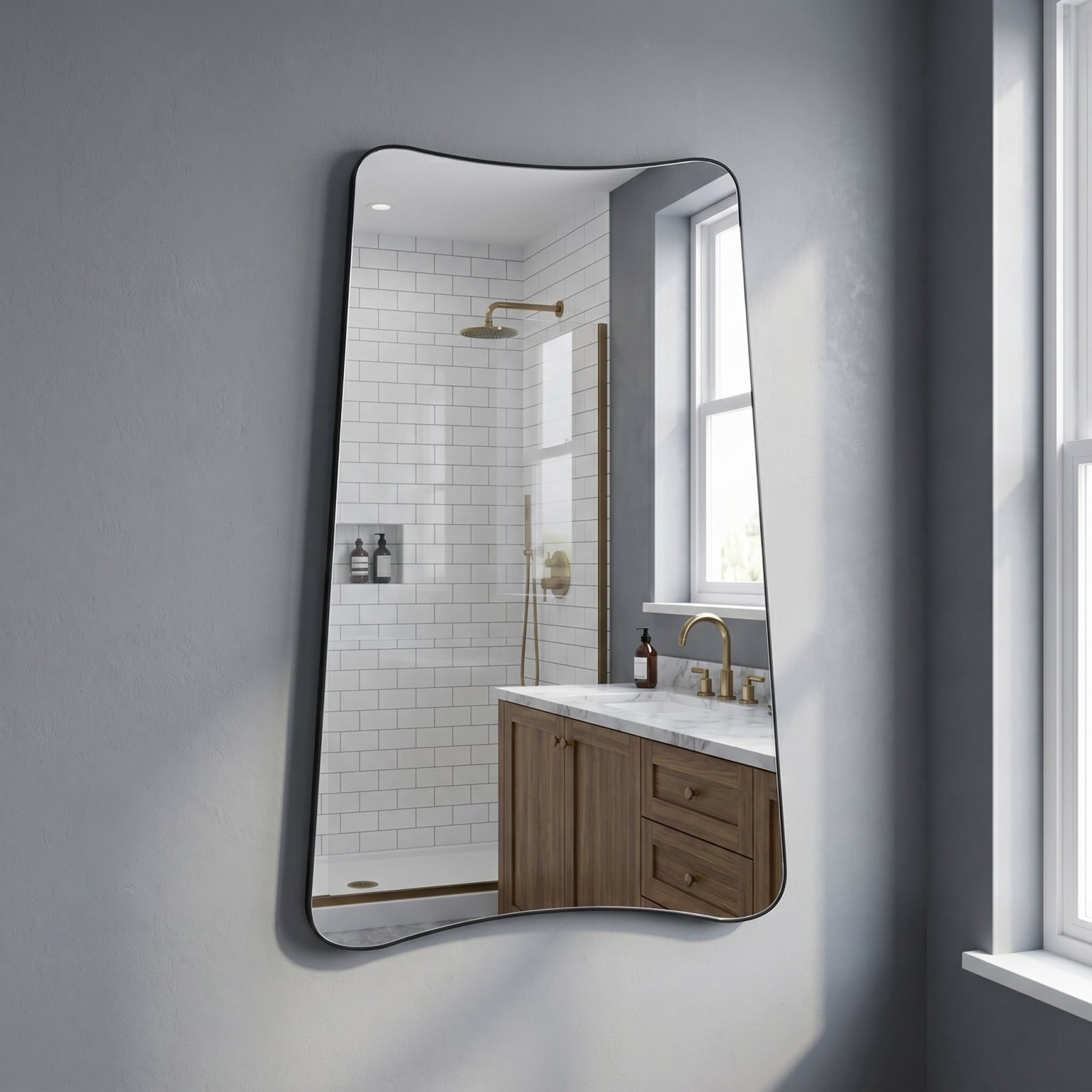 Gleamira 22"x32" Irregular Wall-mounted Bathroom Mirror Vanity Decorative Mirror