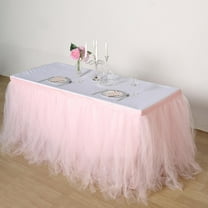 BalsaCircle 14 feet Tutu Multi Layers Tulle Table Skirt Linens Blush