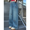 thumbnail image 6 of YunPes Girls Pants Spring and Autumn Wide Leg Straight Fashionable Casual Girls Jeans Softball Pants Girls, 6 of 8