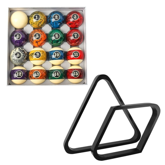GSE Games & Sports Expert 2-1/4" Professional Pool Balls Set with 8-Ball Triangle & 9-Ball Diamond Pool Ball Racks, Billiard Balls and Racks Set - Dark Marble Swirl Style, Black
