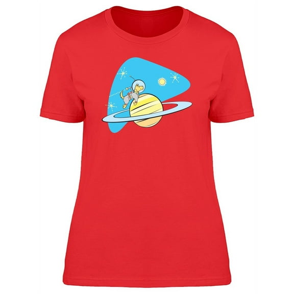 Space Dog Flies By Saturn T-Shirt Women -Image by Shutterstock, Female XX-Large