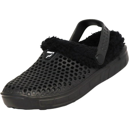 

NORTY Boys Fur Lined Comfort Clogs Child Slippers Sandals Black