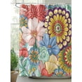 thumbnail image 2 of Fsddascl Boho Floral Shower Curtain Set - Extra Long 72" x 96" Washable Bathtub Curtain with 12 Hooks, Bohemia Country Colorful Mandalas Flower Waterproof Fabric Stall Shower Curtains for Bathroom, 2 of 6