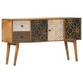 thumbnail image 6 of vidaXL Mid-Century Sideboard, Solid Mango Wood with Printed Pattern, 35.4"x11.8"x27.6", 6 of 17