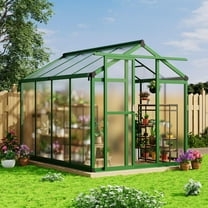 6x8 FT Greenhouse, Large Aluminum Outdoor Polycarbonate Greenhouse with Roof Vent, Walk-in for Winter Garden, Easy Assembly for Backyard & Patio