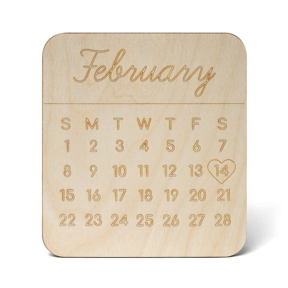 February Calendar Wood Cutouts 8-inch, 1/8 inch Thick, Pack of 5 Valentines Crafts for Gifts and Décor, by Woodpeckers