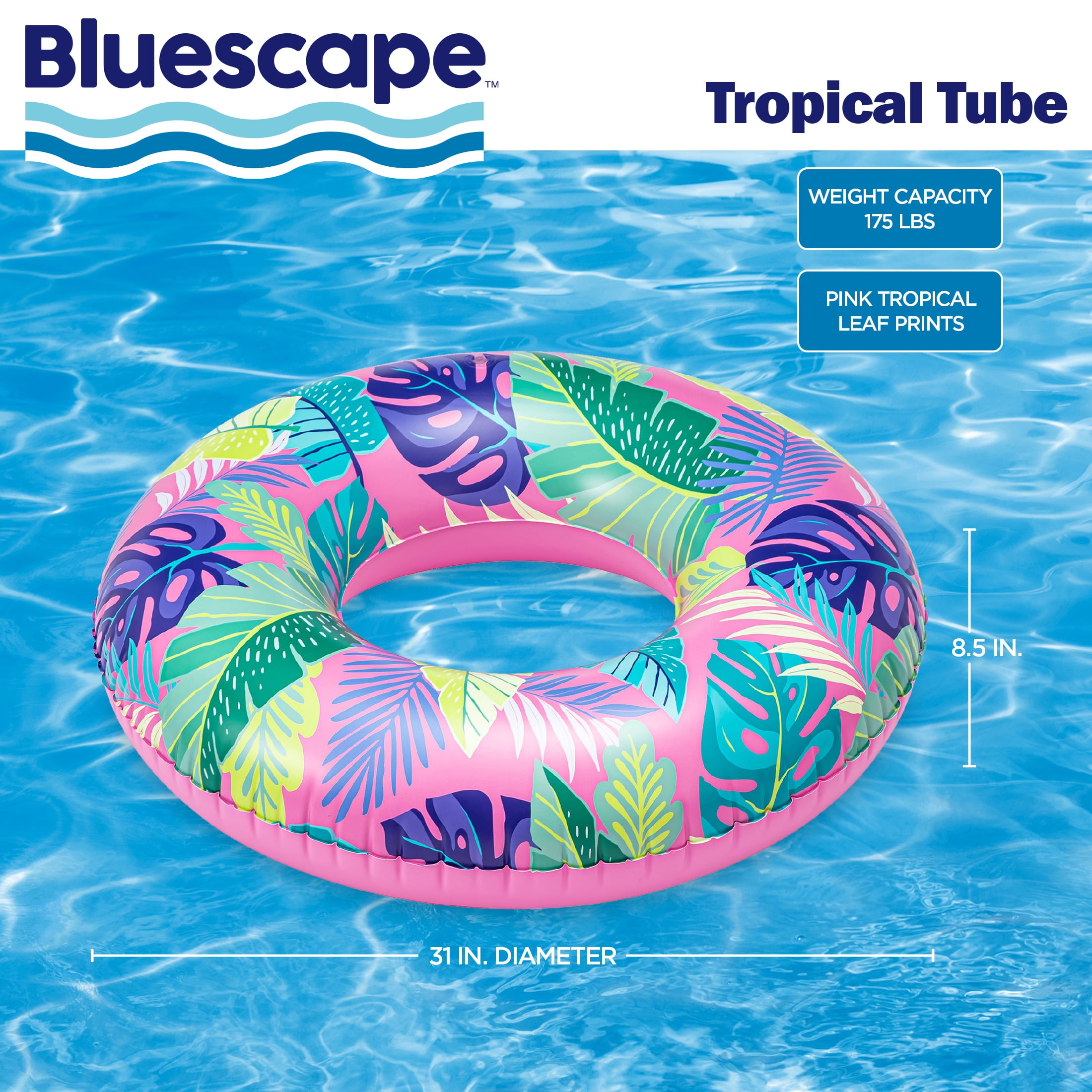 Bluescape Pink Tropical Inflatable Swim Tube Pool Float, for Kids & Adults, Age 9 & up, Unisex