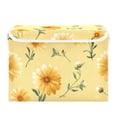 thumbnail image 2 of Foldable Fabric Storage Bin With Handle Collapsible Basket Box Storage With Lid Organizer Watercolor Yellow Daises, 2 of 7