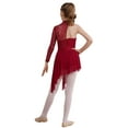 thumbnail image 3 of Haitryli Kids Girls One Shoulder Ballet Dance Leotard Lyrical Dress Modern Contemporary Ballroom Dress Burgundy 8, 3 of 7
