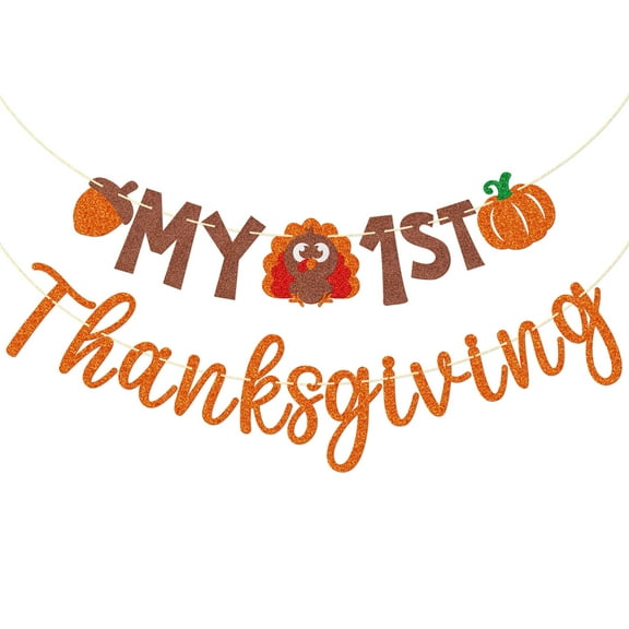 My 1st Thanksgiving Banner, NO DIY Thanksgiving Newborn Baby Party Decor, Thanksgiving Baby Shower Party Decorations, A Little Turkey Is On The Way