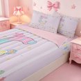 thumbnail image 3 of meiyoeat Gradient Balloon Monogram C Zipper Full Size Comforter Sets with Fitted Sheet and 2 Pillowcases,Pastel Rainbow Letter Design Zipper Bedding Set For Girl,Pink Reversible,4 Pieces, 3 of 7