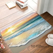 SPXUBZ non slip Flannel floor mat Beach Sunset Landscape for Bathroom Kitchen Bedroom Decor 16x24 inch