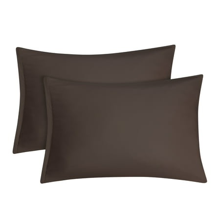 Luxury 1800 Soft Microfiber Pillowcases Set of 2 Pillow Case Zippered, Wrinkle Resistant, Brown, (Best Pillowcase To Prevent Wrinkles)
