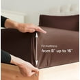 thumbnail image 3 of CGK Linens Hotel Luxury Single Fitted Sheet Only - Queen Size Wrinkle-Resistant Bottom Sheet, Fits Mattress Up To 16", Brown, 3 of 7