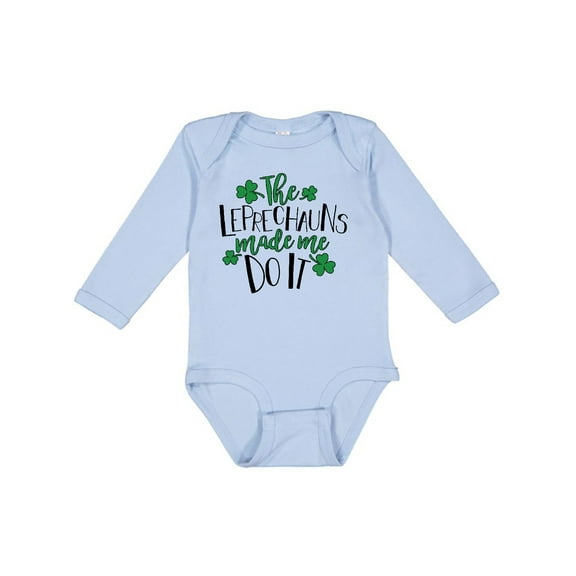 Inktastic St. Patrick's Day The Leprechauns Made me Do It Boys or Girls Long Sleeve Baby Bodysuit