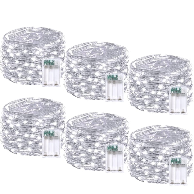 Luces de Cadena BOSSERN Paquete de 6, 6 m, 60 LED Luz Blanca Fría con Temporizador
