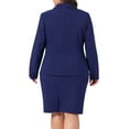 thumbnail image 3 of Agnes Orinda Women's Plus Size 2 Piece Notched Lapel Button Blazer and Midi Pencil Skirts Pocket Business Suit Sets 1X Royal Blue, 3 of 5