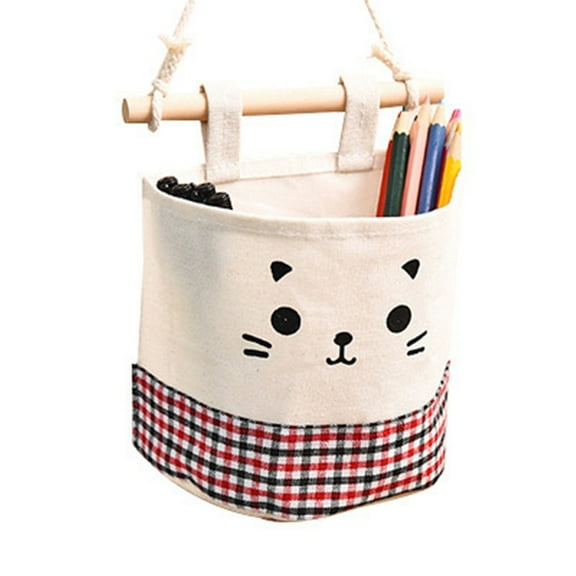 Worgeous 4Pcs Multi-layer Cotton and Linen Wall Mounted Storage Bags Hanging Bags Over the Door Sundries Organizer for Bedroom Living Room Bathroom