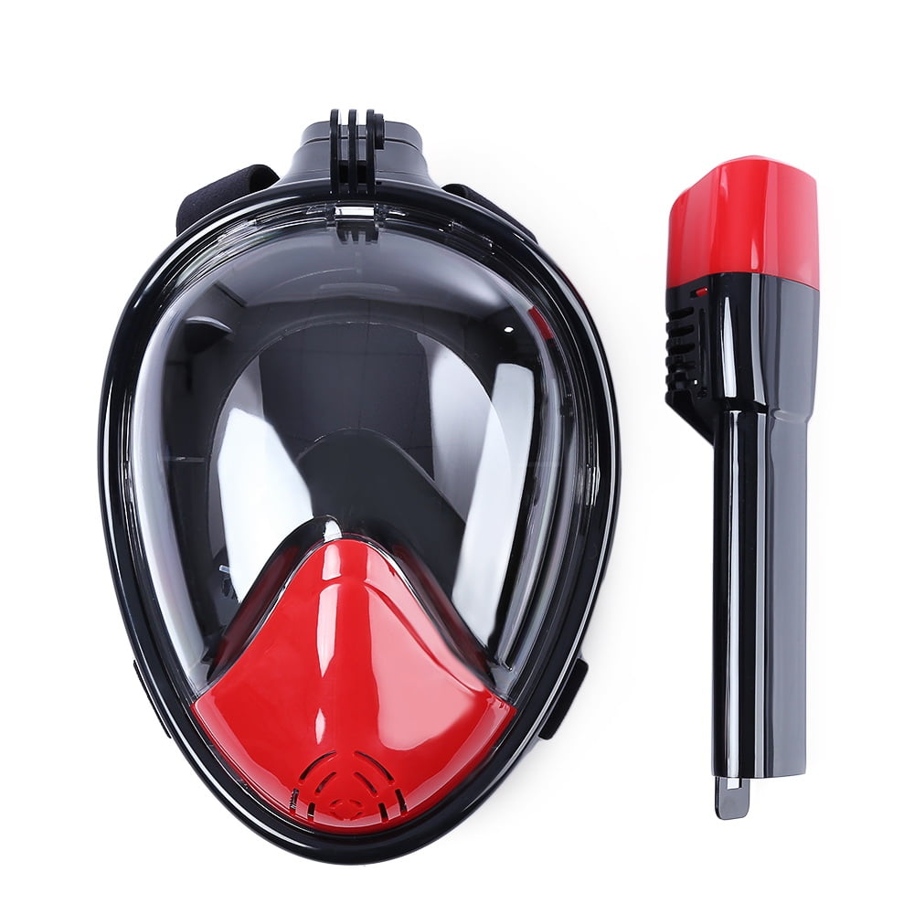 NEOpine Underwater Diving Dry Snorkeling Full Face Mask Set L Size Black Color by