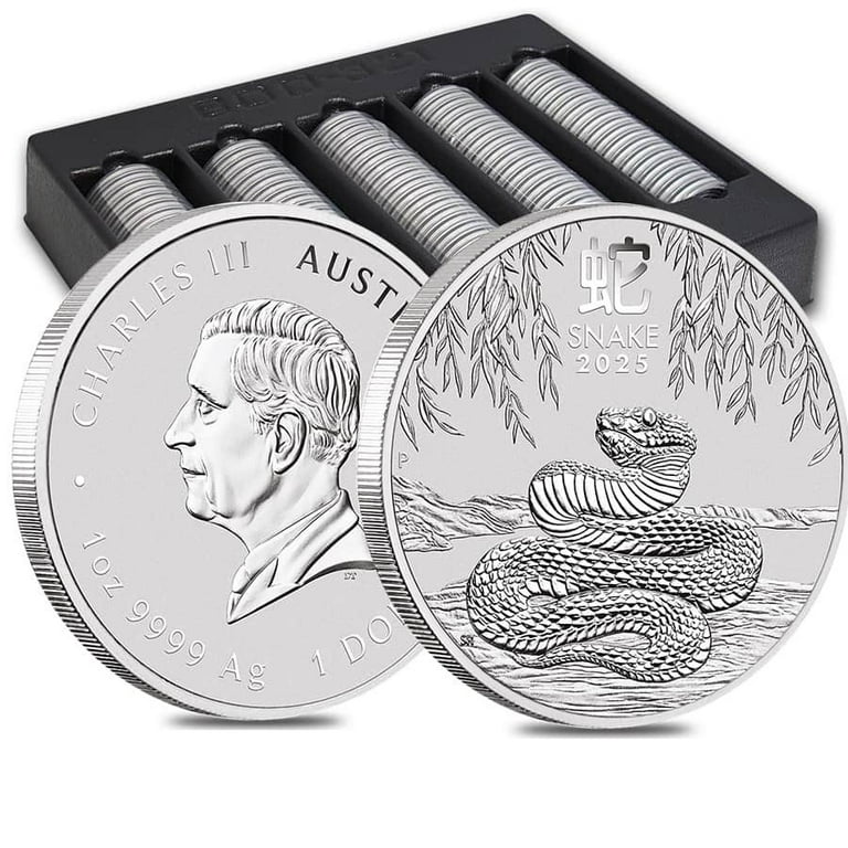 Lot of 5 - 2025 1 oz Silver Lunar Snake BU Australian Perth Mint