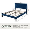 thumbnail image 7 of Amolife Queen Bed Frame with Adjustable Velvet-Studded Headboard, Blue, 7 of 7