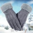thumbnail image 2 of Skpblutn Glove Touchscreen For Cold Weather, Chenille Cable Knit Elastic Cuff Texting Thermal For Driving Winter Warm Gloves Grey One Size, 2 of 4