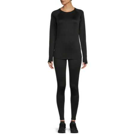 

ClimateRight by Cuddl Duds Women s Grid Warmth Long Underwear Top and Leggings 2-Piece Thermal Set