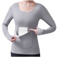 thumbnail image 4 of Yuyuzo Hauts de Pyjama Grande Taille pour Femmes Couche de Base en Molleton Thermique sous-Vêtements Col Ras du Cou Chandails à Manches Longues, 4 of 5