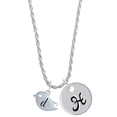 thumbnail image 1 of Delight Jewelry Silvertone Little Bird Initial - D - Silvertone Script Initial Disc - H - Charm Necklace, 20"+3", 1 of 4