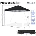 thumbnail image 5 of Topeakmart 10x10 ft Outdoor Pop Up Canopy with Adjustable Height for 10 People, Black, 5 of 7