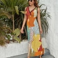 thumbnail image 6 of Multi-Color Leaves Dress Summer Street Style Bohemia Long Dresses Female Sleeveless Printed Maxi Dress, 6 of 9