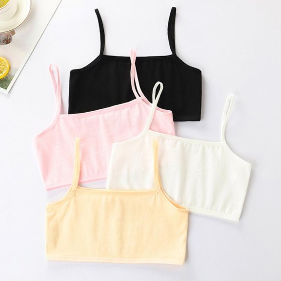 4pcs/set Teen Girls Cotton Training Bra Seamless Bralette Stretch Breathable Big Girls Sports Bra