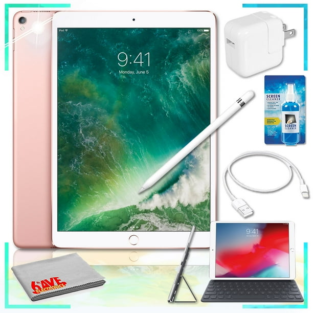 Apple 10 5in Ipad Pro 256gb Rose Gold With Apple Pencil Smart Keyboard And Screen Cleaner Keyboard Bundle Walmart Com Walmart Com