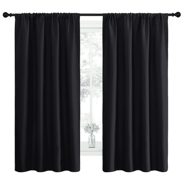 NICETOWN Blackout Curtains Thermal Insulated Rod Pocket Window Treatments Room Darkening Drapes for Bedroom, Black, 42"x63", 2 Panels