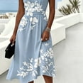 thumbnail image 4 of QUNYINEY Womens Summer Dresses Plus Size A Line Sleeveless Floral Long Sundress Casual V Neck Loose Fit Vacation Dresses, 4 of 5