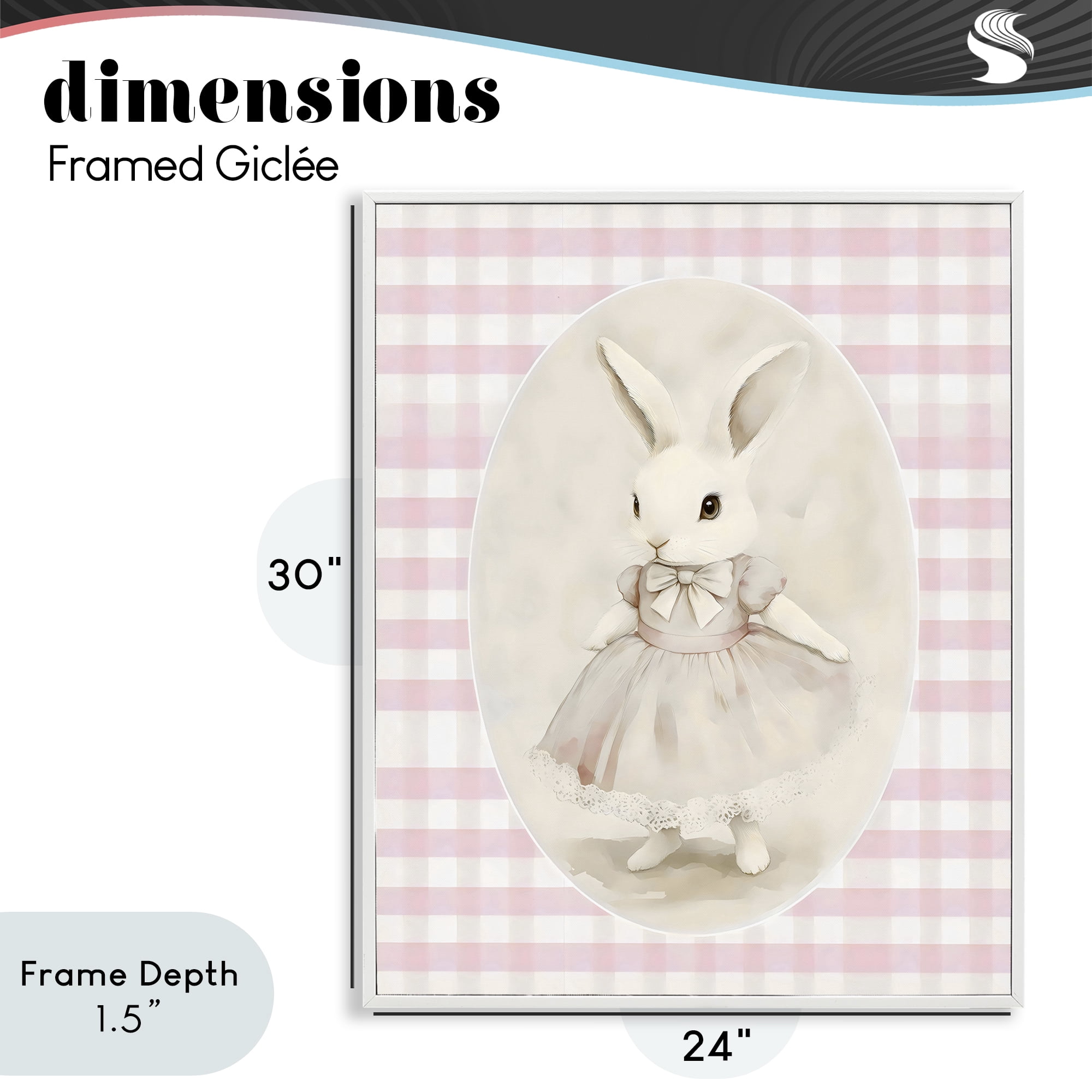 Stupell Industries Sweet Pink Girl Bunny White Framed Giclee Art, design by Arlington Prints