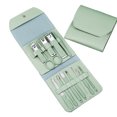 thumbnail image 1 of Tignapoo Kit de Soin des Ongles Pliable en Acier Inoxydable avec Étui en PU - Ensemble de Manucure Verte 12 Pcs (7031B), 1 of 5