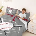 thumbnail image 3 of Erosebridal Sports City Boys Full Size Sheets, Baseball Bed Sheets, Grey Crimson, 4 Pieces, 3 of 5