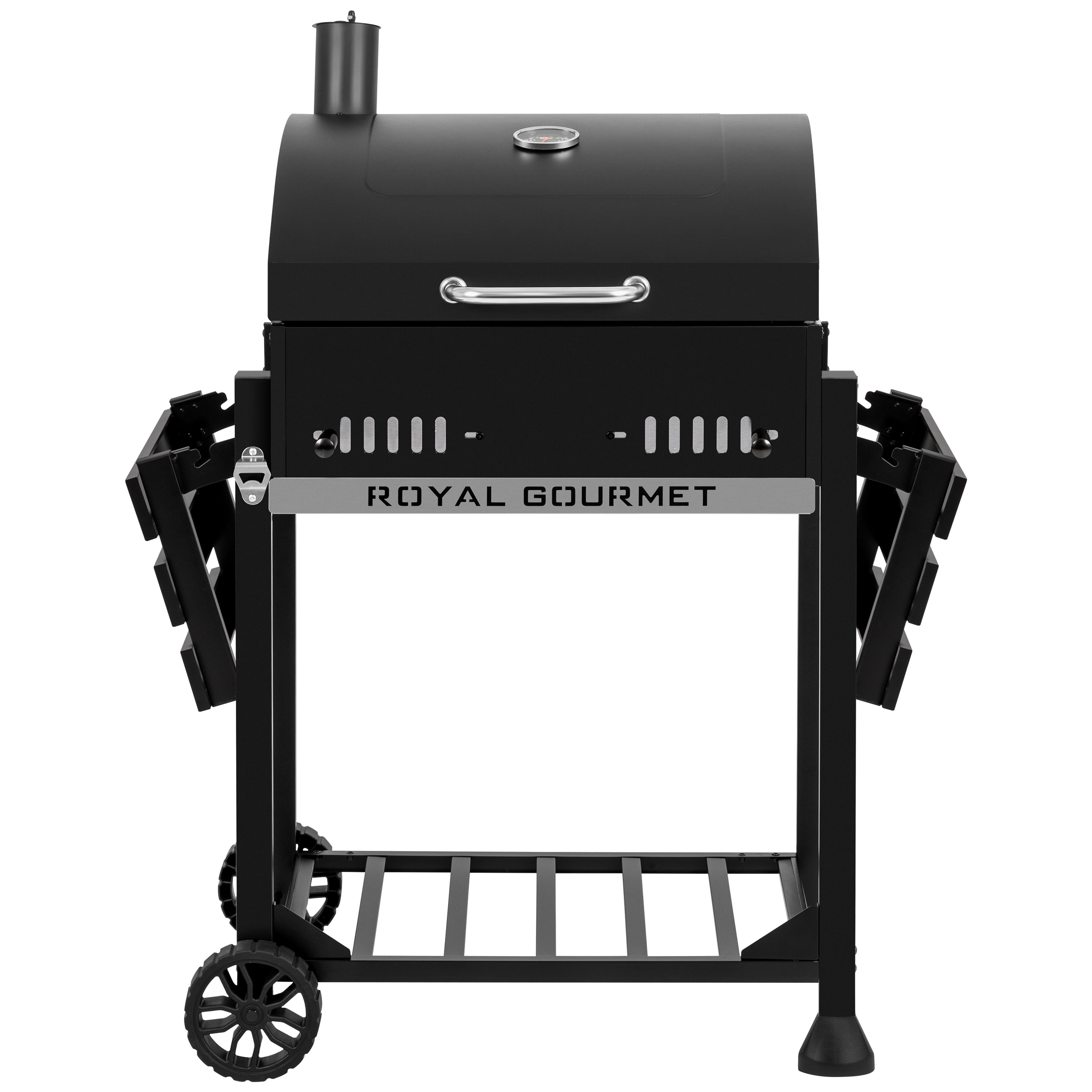 Royal Gourmet CD1824ET 24-Inch Movable Charcoal BBQ Grill with Foldable Side Shelves, Temperature-Controlled