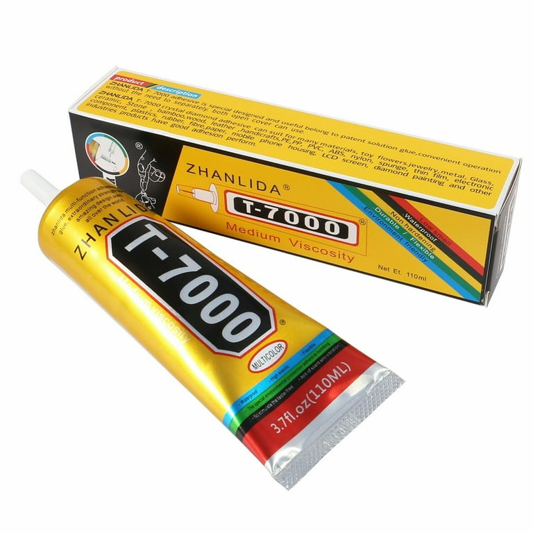 Zhanlida T7000 Black Contact Adhesive Repair Glue With Precision Applicator  Tip – 110ML –