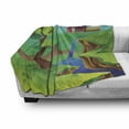thumbnail image 3 of Tibetan Soft Flannel Fleece Blanket, Cartoon Style Chinese Landscape with Tree Waterfall Mountains and House Green Field, Cozy Plush for Indoor and Outdoor Use, 50" x 70", Multicolor, by Ambesonne, 3 of 6