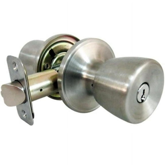 Tru-Guard Entry Lockset - Stainless Steel - Medium Tulip Style Knob