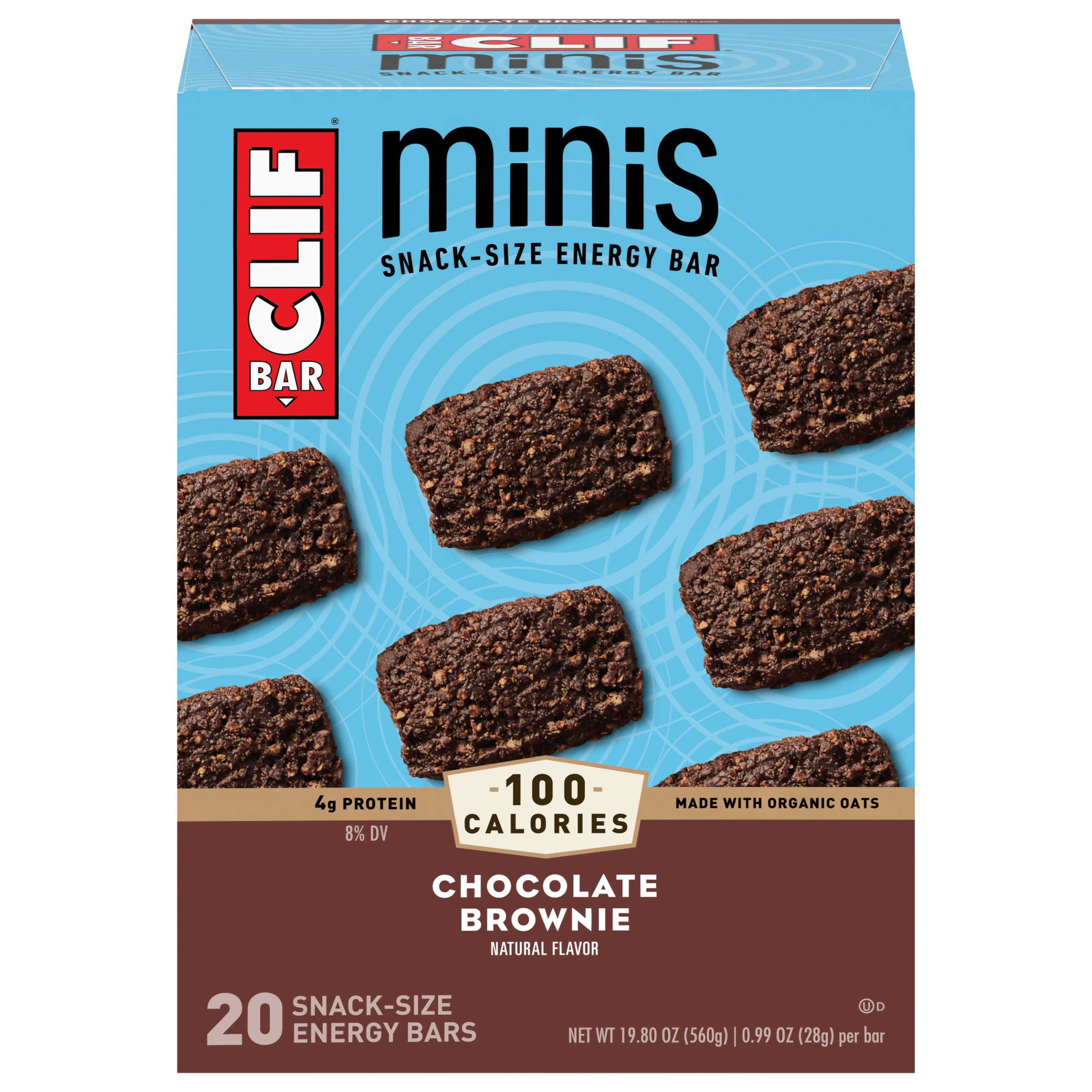 CLIF BAR Minis Energy Bars, Chocolate Brownie, 4g Protein Bar, 20 Ct, 0.99 oz