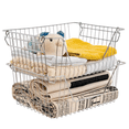 thumbnail image 7 of SANNO 14" Large Stackable Baskets Metal Wire Basket, Storage Organizer Bin Basket with Handles, Open Front for Kitchen Cabinets, Pantry, Closets, Bedrooms, Bathrooms - Large, 3 Pack, 7 of 7