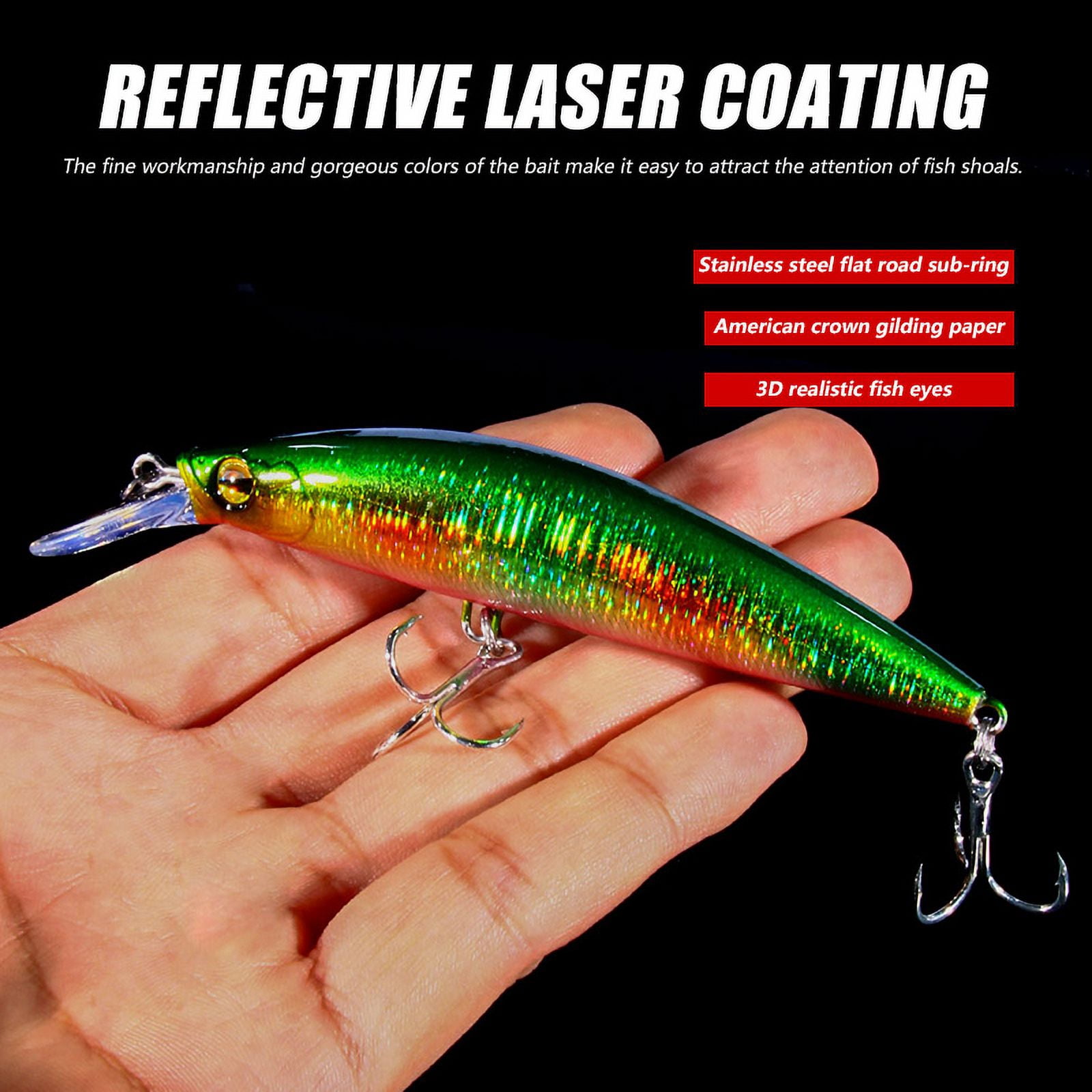 HENGJIA Fishing Lures Large Hard Bait Minnow VIB Lure with Treble Hook Life-Like Swimbait Fishing Bait Popper Crankbait Sinking Lure for Trout Bass Walleye Redfish, 7PCS
